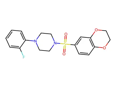 1-(2,3-Dihydro-1,4-benzodioxin-6-ylsulfonyl)-4-(2-fluorophenyl)piperazine structure
