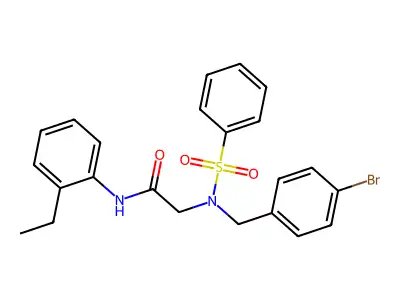 2-[benzenesulfonyl-[(4-bromophenyl)methyl]amino]-N-(2-ethylphenyl)acetamide structure