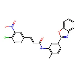 (2E)-N-[5-(1,3-benzoxazol-2-yl)-2-methylphenyl]-3-(4-chloro-3-nitrophenyl)prop-2-enamide structure