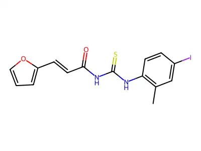 (E)-3-(furan-2-yl)-N-[(4-iodo-2-methylphenyl)carbamothioyl]prop-2-enamide structure