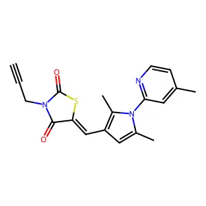 (5E)-5-[[2,5-dimethyl-1-(4-methylpyridin-2-yl)pyrrol-3-yl]methylidene]-3-prop-2-ynyl-1,3-thiazolidine-2,4-dione structure
