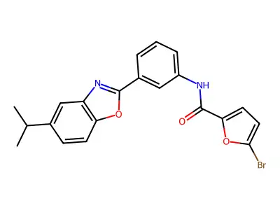 5-bromo-N-[3-(5-propan-2-yl-1,3-benzoxazol-2-yl)phenyl]furan-2-carboxamide structure