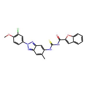 N-[[2-(3-chloro-4-methoxyphenyl)-6-methylbenzotriazol-5-yl]carbamothioyl]-1-benzofuran-2-carboxamide structure