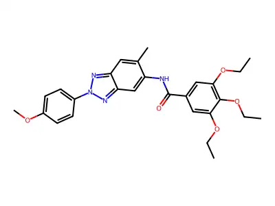 3,4,5-triethoxy-N-[2-(4-methoxyphenyl)-6-methylbenzotriazol-5-yl]benzamide structure