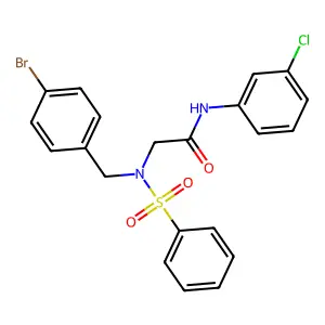 2-[benzenesulfonyl-[(4-bromophenyl)methyl]amino]-N-(3-chlorophenyl)acetamide structure