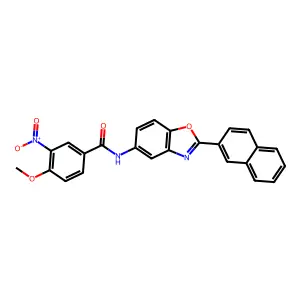 4-methoxy-N-(2-naphthalen-2-yl-1,3-benzoxazol-5-yl)-3-nitrobenzamide structure
