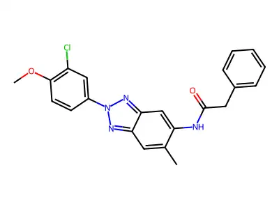N-[2-(3-chloro-4-methoxyphenyl)-6-methylbenzotriazol-5-yl]-2-phenylacetamide structure