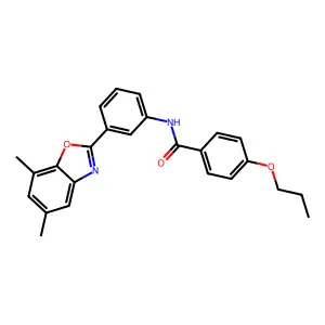 N-[3-(5,7-dimethyl-1,3-benzoxazol-2-yl)phenyl]-4-propoxybenzamide structure