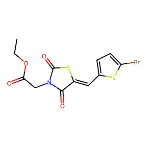 ethyl {(5E)-5-[(5-bromothiophen-2-yl)methylidene]-2,4-dioxo-1,3-thiazolidin-3-yl}acetate structure