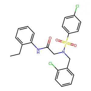 2-[(2-chlorophenyl)methyl-(4-chlorophenyl)sulfonylamino]-N-(2-ethylphenyl)acetamide structure