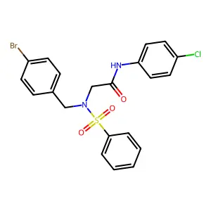 2-[benzenesulfonyl-[(4-bromophenyl)methyl]amino]-N-(4-chlorophenyl)acetamide structure