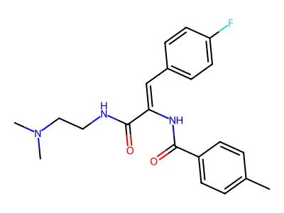 N-(3-((2-(Dimethylamino)ethyl)amino)-1-(4-fluorophenyl)-3-oxoprop-1-en-2-yl)-4-methylbenzamide structure