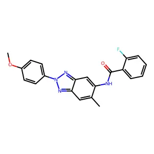 2-fluoro-N-[2-(4-methoxyphenyl)-6-methylbenzotriazol-5-yl]benzamide structure