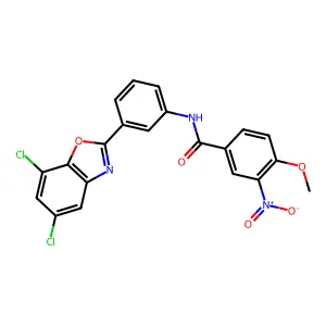 N-[3-(5,7-dichloro-1,3-benzoxazol-2-yl)phenyl]-4-methoxy-3-nitrobenzamide structure