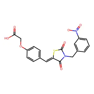 (4-{(E)-[3-(3-nitrobenzyl)-2,4-dioxo-1,3-thiazolidin-5-ylidene]methyl}phenoxy)acetic acid structure
