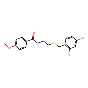 N-[2-[(2,4-dichlorophenyl)methylsulfanyl]ethyl]-4-methoxybenzamide structure