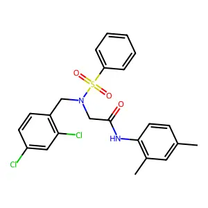 2-[benzenesulfonyl-[(2,4-dichlorophenyl)methyl]amino]-N-(2,4-dimethylphenyl)acetamide structure