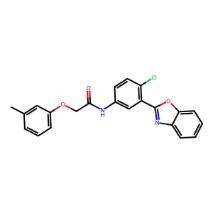 N-[3-(1,3-benzoxazol-2-yl)-4-chlorophenyl]-2-(3-methylphenoxy)acetamide structure