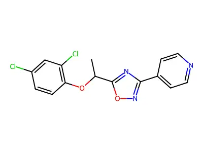 4-{5-[1-(2,4-Dichlorophenoxy)ethyl]-1,2,4-oxadiazol-3-yl}pyridine structure