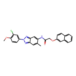 N-[2-(3-chloro-4-methoxyphenyl)-6-methylbenzotriazol-5-yl]-2-naphthalen-2-yloxyacetamide structure