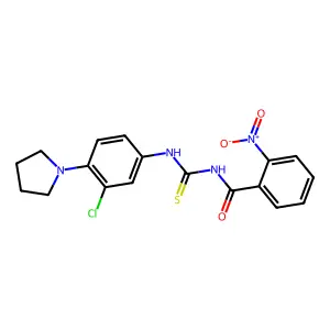 N-[(3-chloro-4-pyrrolidin-1-ylphenyl)carbamothioyl]-2-nitrobenzamide structure