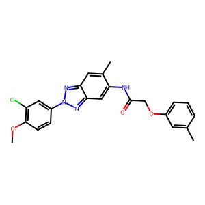 N-[2-(3-chloro-4-methoxyphenyl)-6-methyl-2H-benzotriazol-5-yl]-2-(3-methylphenoxy)acetamide structure