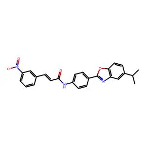 (2E)-3-(3-nitrophenyl)-N-{4-[5-(propan-2-yl)-1,3-benzoxazol-2-yl]phenyl}prop-2-enamide structure