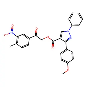 2-(4-methyl-3-nitrophenyl)-2-oxoethyl 3-(4-methoxyphenyl)-1-phenyl-1H-pyrazole-4-carboxylate structure