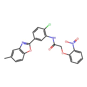 N-[2-chloro-5-(5-methyl-1,3-benzoxazol-2-yl)phenyl]-2-(2-nitrophenoxy)acetamide structure