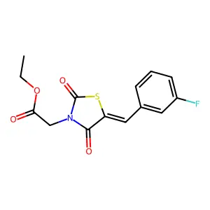ethyl [(5E)-5-(3-fluorobenzylidene)-2,4-dioxo-1,3-thiazolidin-3-yl]acetate structure