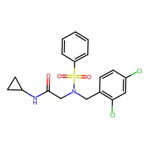 2-[benzenesulfonyl-[(2,4-dichlorophenyl)methyl]amino]-N-cyclopropylacetamide structure