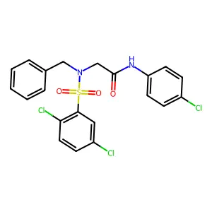 2-[benzyl-(2,5-dichlorophenyl)sulfonylamino]-N-(4-chlorophenyl)acetamide structure