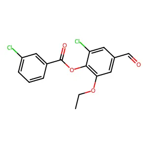2-Chloro-6-ethoxy-4-formylphenyl 3-chlorobenzoate structure