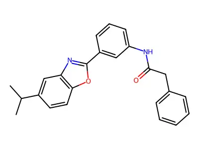 2-phenyl-N-[3-(5-propan-2-yl-1,3-benzoxazol-2-yl)phenyl]acetamide structure