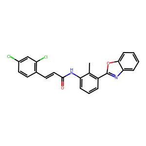 (2E)-N-[3-(1,3-benzoxazol-2-yl)-2-methylphenyl]-3-(2,4-dichlorophenyl)prop-2-enamide structure