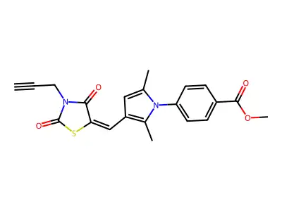 methyl 4-(3-{(E)-[2,4-dioxo-3-(prop-2-yn-1-yl)-1,3-thiazolidin-5-ylidene]methyl}-2,5-dimethyl-1H-pyrrol-1-yl)benzoate structure