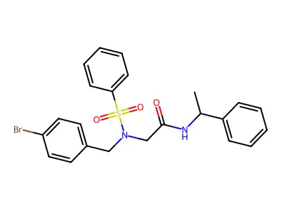 2-[benzenesulfonyl-[(4-bromophenyl)methyl]amino]-N-(1-phenylethyl)acetamide structure