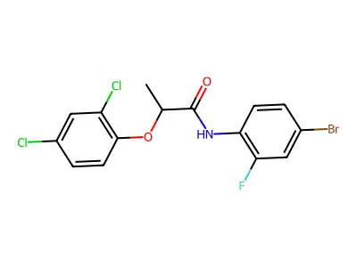 N-(4-bromo-2-fluorophenyl)-2-(2,4-dichlorophenoxy)propanamide structure