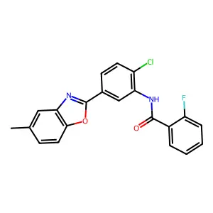 N-[2-chloro-5-(5-methyl-1,3-benzoxazol-2-yl)phenyl]-2-fluorobenzamide structure