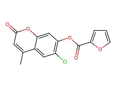 6-chloro-4-methyl-2-oxo-2H-chromen-7-yl furan-2-carboxylate structure