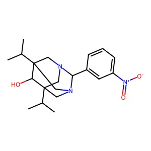 5,7-Diisopropyl-2-(3-nitrophenyl)-1,3-diazaadamantan-6-ol structure
