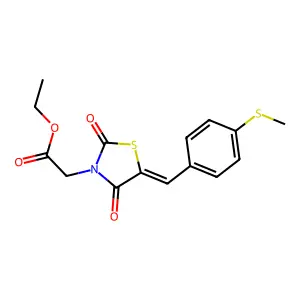 ethyl {(5E)-5-[4-(methylsulfanyl)benzylidene]-2,4-dioxo-1,3-thiazolidin-3-yl}acetate structure
