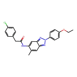 2-(4-chlorophenyl)-N-[2-(4-ethoxyphenyl)-6-methylbenzotriazol-5-yl]acetamide structure
