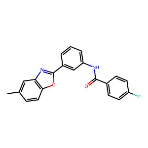 4-fluoro-N-[3-(5-methyl-1,3-benzoxazol-2-yl)phenyl]benzamide structure