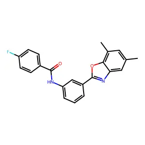 N-[3-(5,7-dimethyl-1,3-benzoxazol-2-yl)phenyl]-4-fluorobenzamide structure