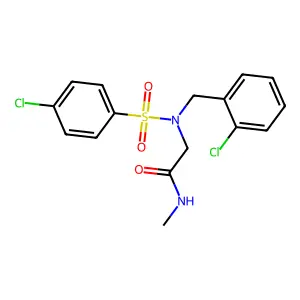 2-[(2-chlorophenyl)methyl-(4-chlorophenyl)sulfonylamino]-N-methylacetamide structure