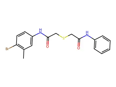 2-[2-(4-bromo-3-methylanilino)-2-oxoethyl]sulfanyl-N-phenylacetamide structure