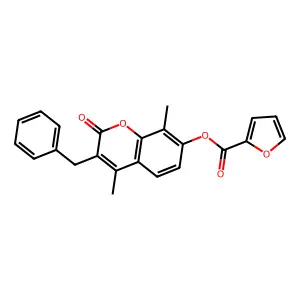 3-benzyl-4,8-dimethyl-2-oxo-2H-chromen-7-yl furan-2-carboxylate structure