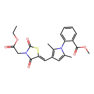 (E)-methyl 2-(3-((3-(2-ethoxy-2-oxoethyl)-2,4-dioxothiazolidin-5-ylidene)methyl)-2,5-dimethyl-1H-pyrrol-1-yl)benzoate structure