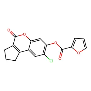 8-Chloro-4-oxo-1,2,3,4-tetrahydrocyclopenta[c]chromen-7-yl furan-2-carboxylate structure